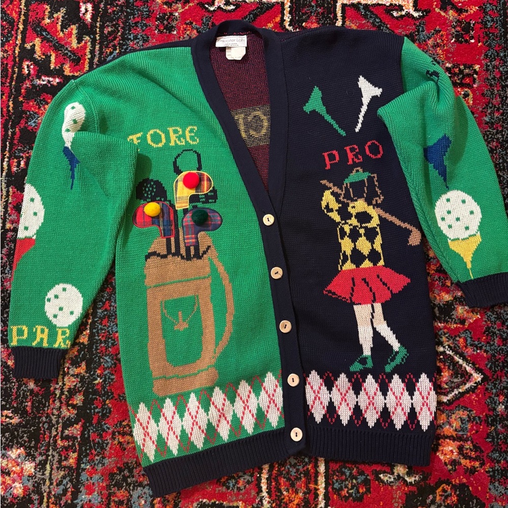 Vintage 80’s Golf Themed Cardigan